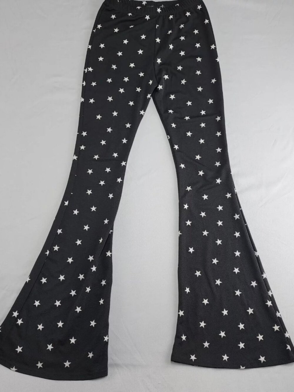 NASTYGAL COLLECTION Black White Star Print High Rise Flare Pants Women's 6 Knit